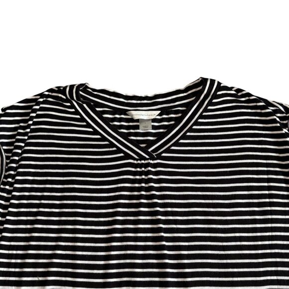 Christopher & Banks Capped Sleeved Striped Blouse-Black/White-Large-GUC - Picture 2 of 5